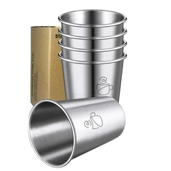 Set of 5 Stackable Stainless Steel Tumbler Cups - Ideal for Travel, Outdoor, and Camping Adventures (5pcs with pattern)