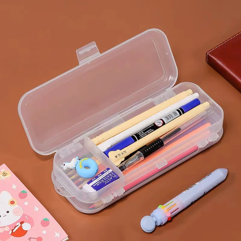 School Large Capacity Wear Resistant Eraser Durable Stationery Storage  Office Pencil Case Kids Adults Transparent Box