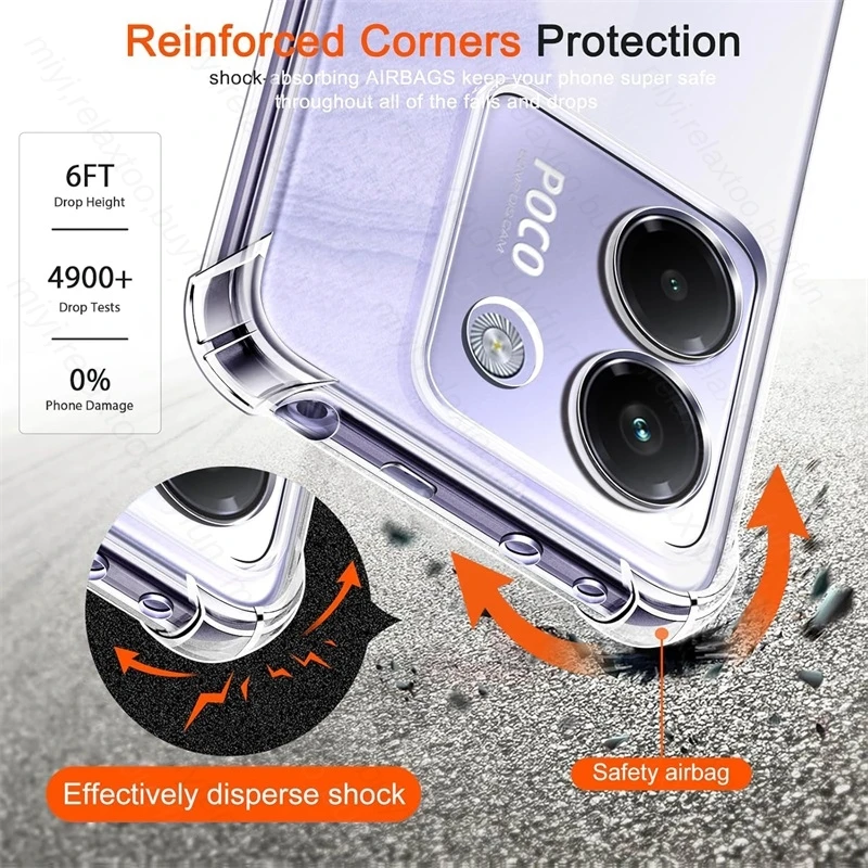 Clear Anti-Yellowing Shockproof TPU Soft Phone Case