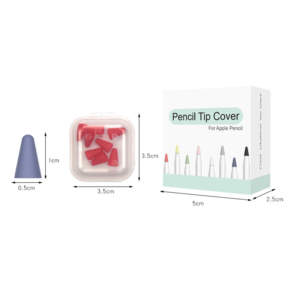 8개/세트 스타일러스 펜 팁 실리콘 교체용 스타일러스 펜 팁 케이스 애플 펜슬 1세대 2세대용