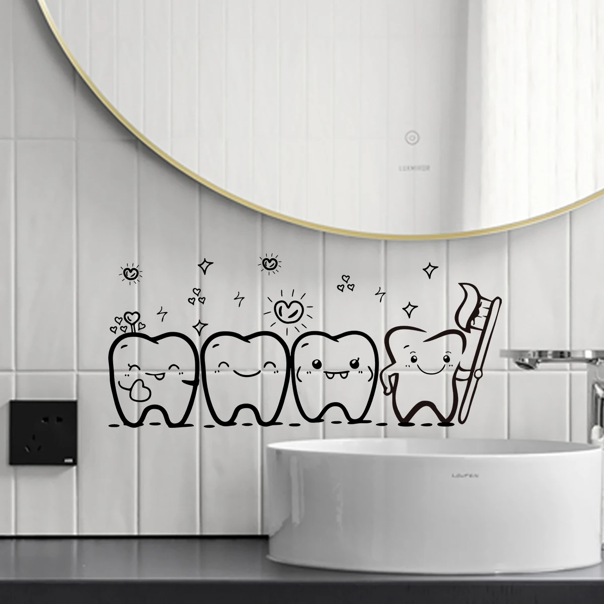 1PC Washstand Dental Wall Stickers Dental Clinic Oral Display Window Decoration Living Room Bedroom Wall Stickers