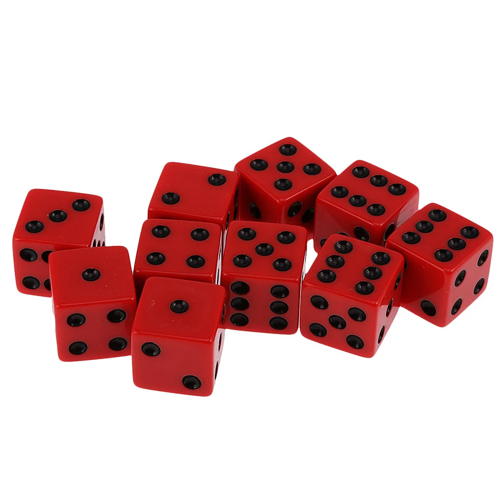 

10 шт., шестисторонние игральные кости D6 18 мм