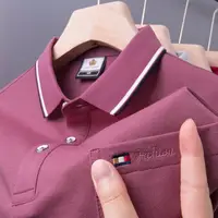 Top qualité été à manches courtes coréen nouvelle mode coton doux couleur Pure revers coupe ajustée décontracté hauts hommes poche polos 1
