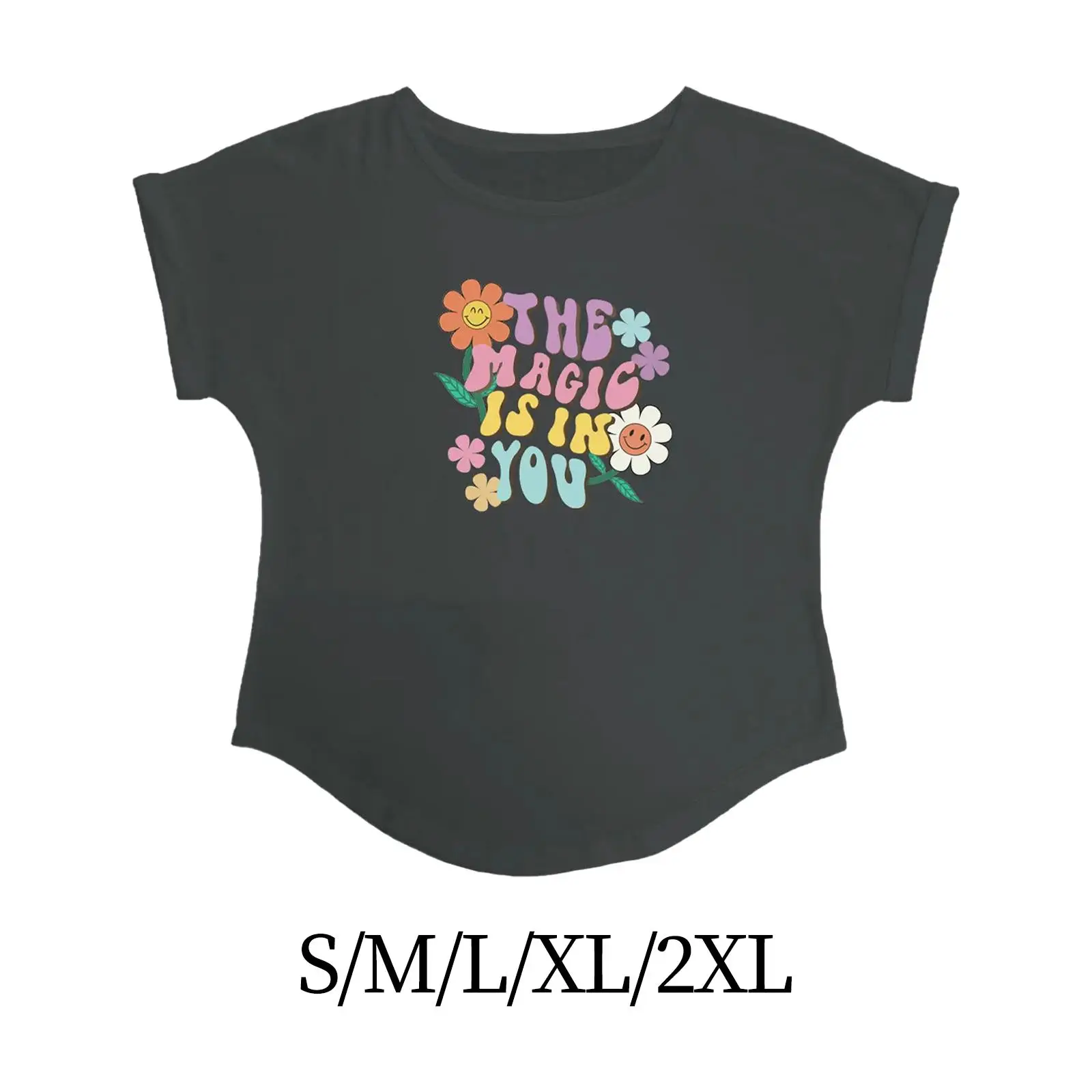 

Women Flower Letters Printed T Shirt Summer Tops for Beach Commuting Camping