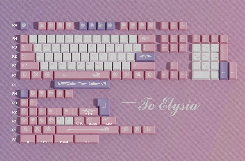 Anime Gaming Keycap Grupo 140 Teclas por Conjunto Elysia Keycaps Pbt Dye Subbed Perfil Cereja Honkai Impacto Keychron Gh60 Gk64