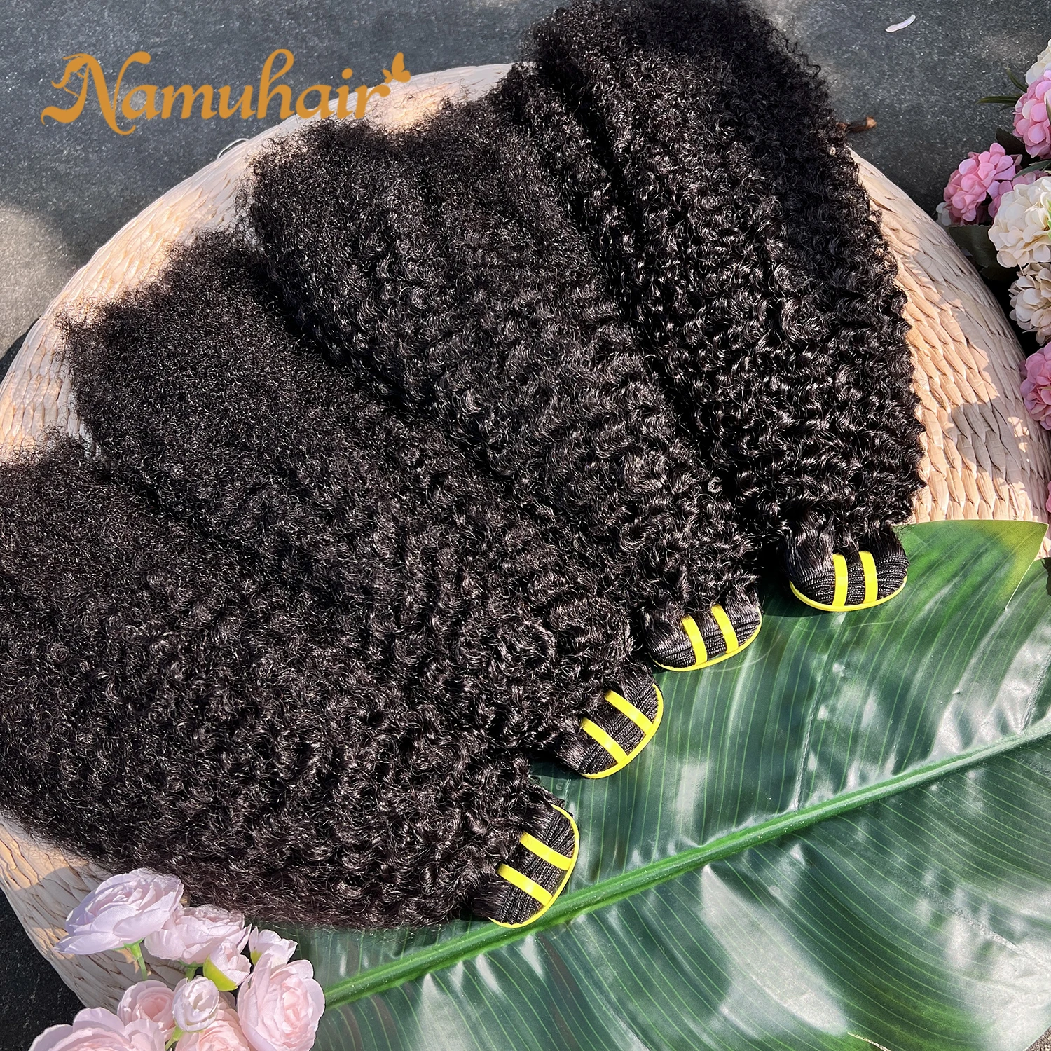 Extensions de Cheveux Humains 100% Naturels Vietnamiens Bruts Vierge Afro Kinky Curly 4C, 1/3/4 Paquets, Tissage Rapide, Couleur Naturelle 1