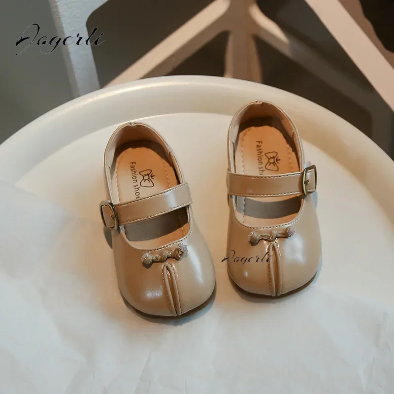 Children's Little PU Leather Shoes 2024 Spring New Girl Soft Sole Anti slip Princess Loafer Fashion Baby Flats Size 23-34 3