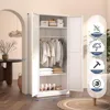 Metal Wardrobe Cabinets，Armoire Wardrobe Closet with Hanging Rod,Clothes Storage Cabinet with Adjustable Shelves and Doors, Clot 3