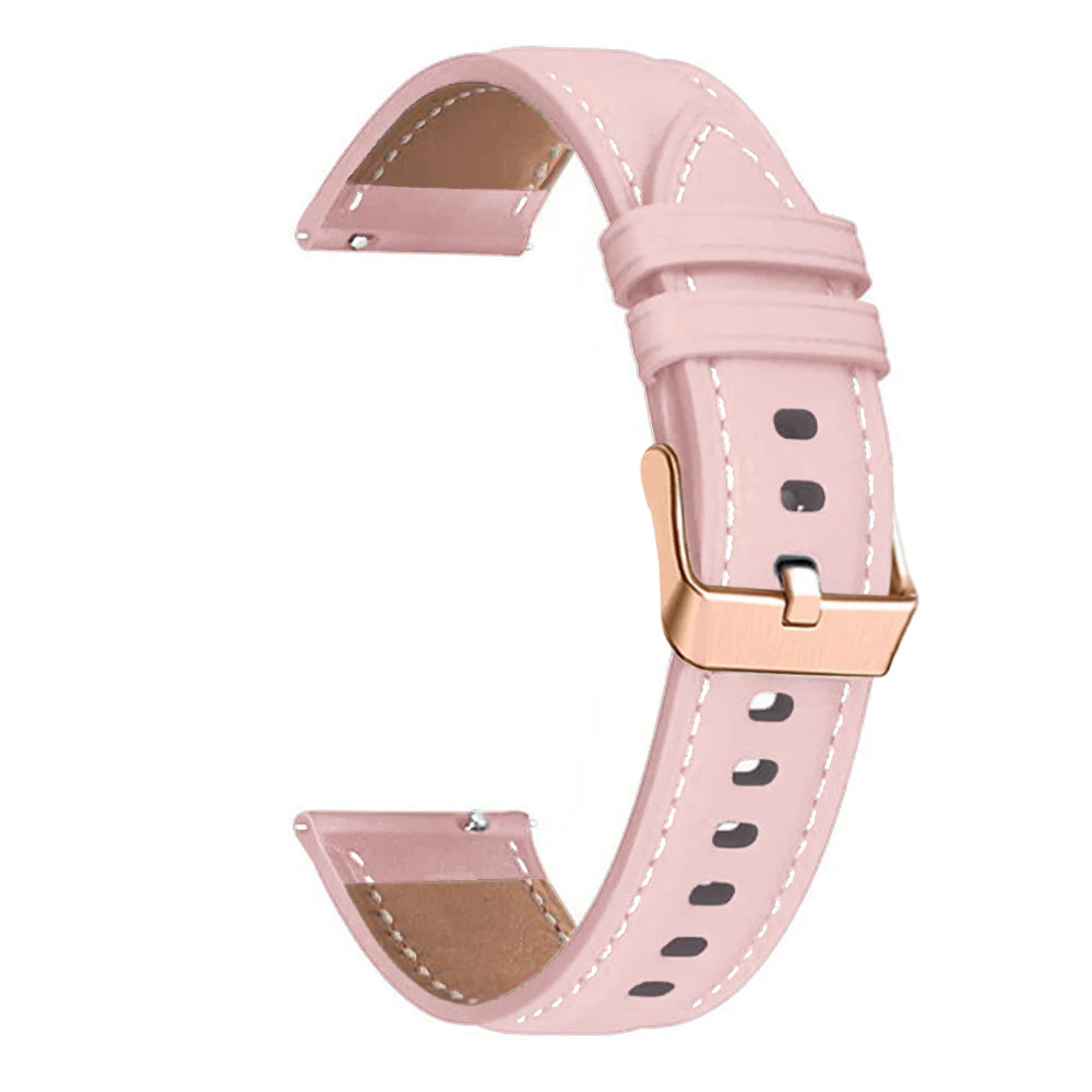 Leather Smart Watch Strap For HUAWEI WATCH GT 4 41mm/Garmin Venu 3S/Venu 2S Wristbands Rose Gold Buckle 18mm Bracelet Wristband