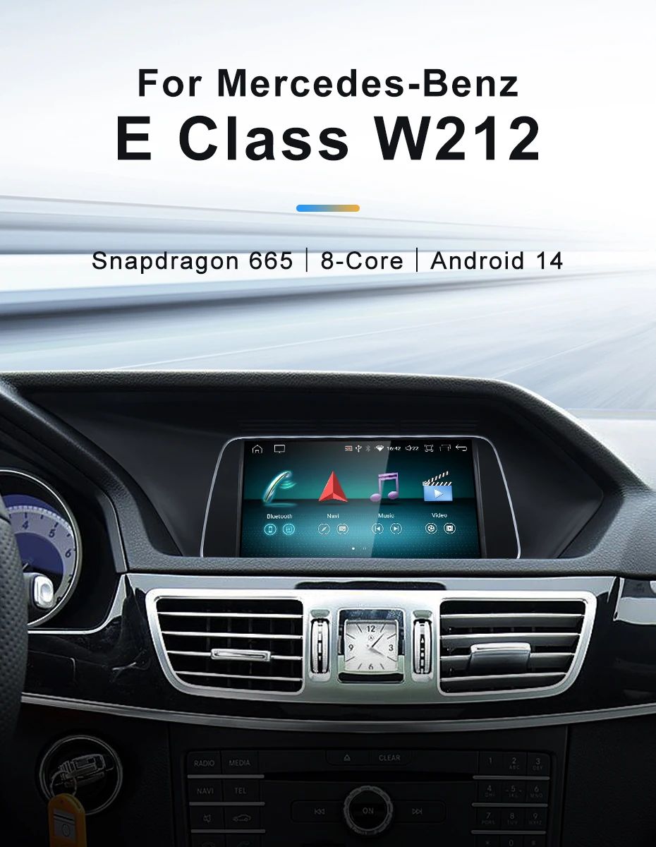 Qulacomm Snapdragon6125 665 Android 14 For Mercedes Benz E Class W212 Wireless