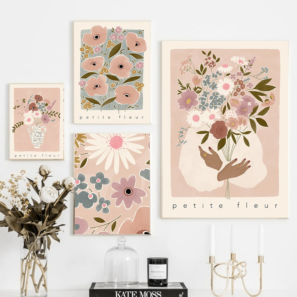 Negozio Di Fiori Segno Poster E Stampe Fioraio Regalo Rosa Beige Petite Fleur Immagini Su Tela Francese Per Soggiorno Decor