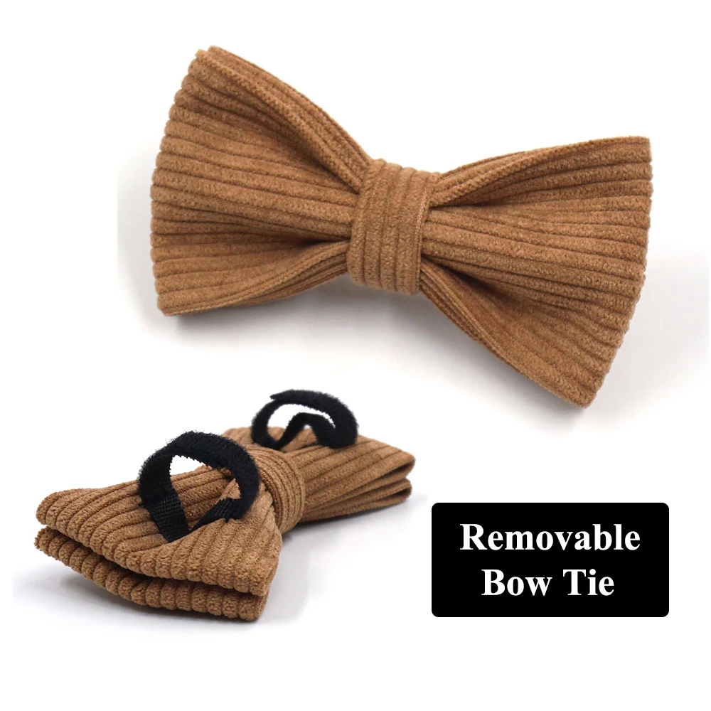 Brown Corduroy Dog Harness and Leash Set Luxury Designer Personalized Collar For Small Large Dogs Walking Lead Set with Poop Bag pet harness leash set,pet harness set