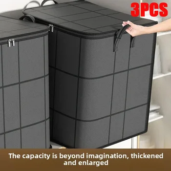 Sac de rangement pliable épais de grande capacité, résistant à l'usure, pour vêtements et couettes, boîte de rangement en tissu Non tissé, garde-robe 1