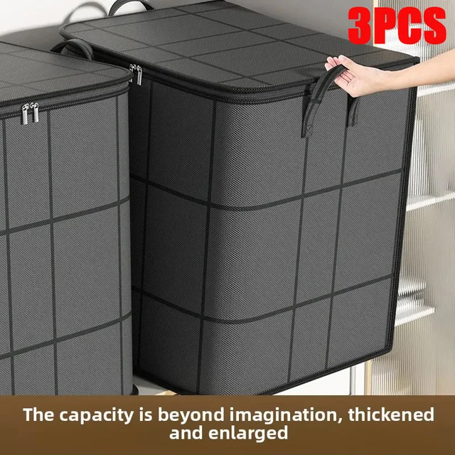 Sac de rangement pliable épais de grande capacité, résistant à l'usure, pour vêtements et couettes, boîte de rangement en tissu Non tissé, garde-robe 1