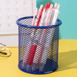 New Durable Metal Mesh Pencil Holder - Square Office Desk Organizer Cup (Rotundity blue)