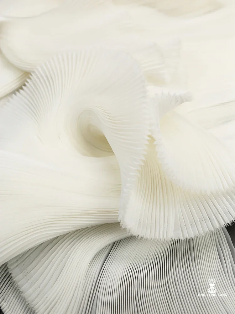Straightened 1M /pcs White Organza Organ Pleated Fabric Hard Wide Stage Decoration Handmade Party Dress Designer Fabric