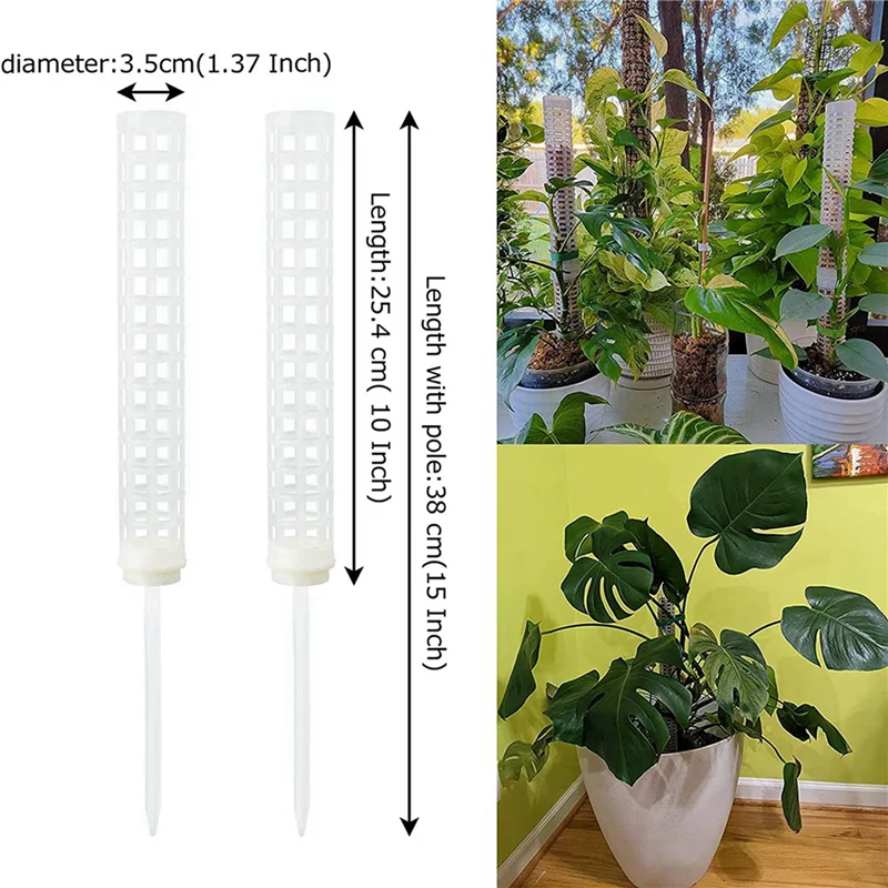 ABWP-12Pcs Plastic Moss Pole 15 Inch Transparent Moss Mesh Pole Small Moss Pole Stake For Plants Monstera Potted Plants