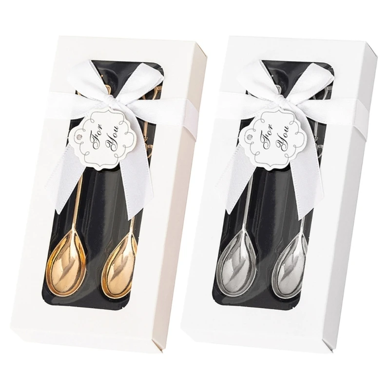 

2Pieces Long-Handled Table Teaspoons Crown-Shape Stirring Spoon Coffee Spoons Dropship