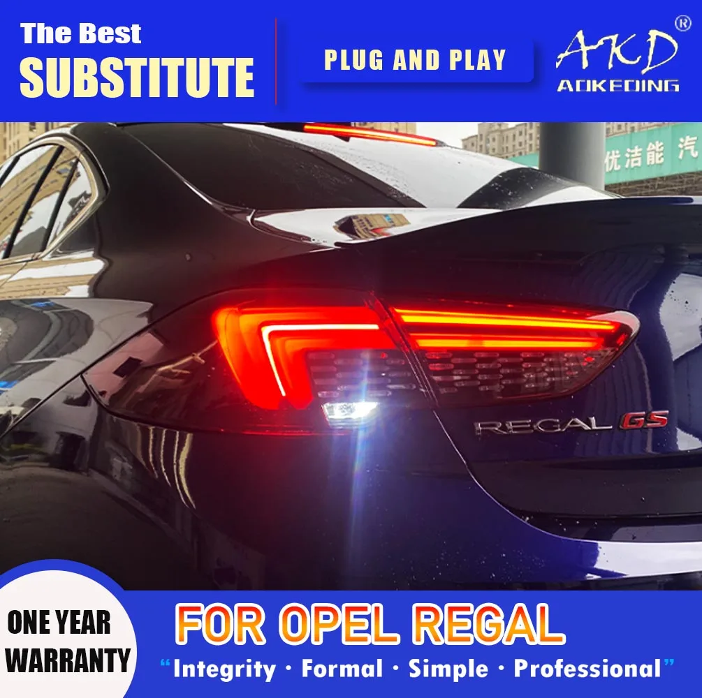

Задний фонарь AKD для Opel Buick, задний фонарь светодиодный 2017-2021, задний тормозной сигнал Regal Fog, поворотный сигнал, автомобильные аксессуары