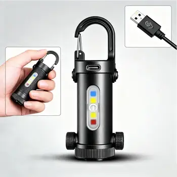 800LM Keychain Flashlight USB C Rechargeable Work Light for Auto Repair Emergency  IPX4 waterproof dustproof Mini Flashlight