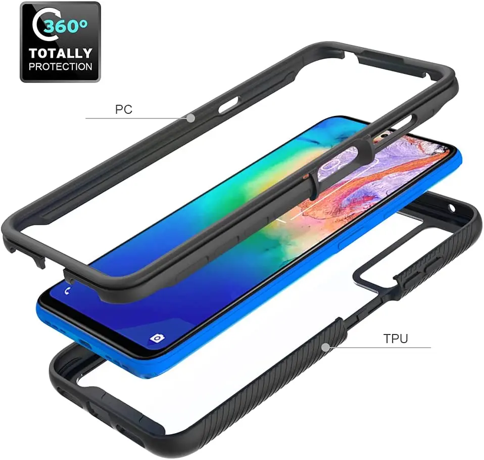 Heavy Duty Clear Full-Body Shockproof Rubber Bumper Protective Case Cover