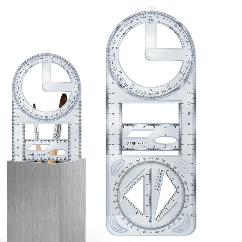 Math Geometry Ruler Multifunctional Geometric Ruler Geometric Drawing Template Measuring Tool For School Student Office Rule multifunctional drawing ruler portable universal parallel ruler practical measuring tool for school office ruler for sewing