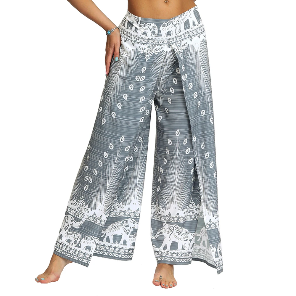 Womens Palazzo Casual Yoga Pants，Slit 