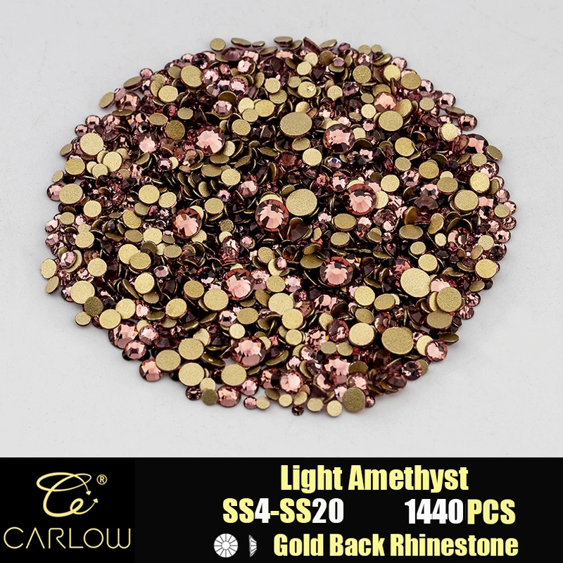Shiny Gold Back Glass Crystal Rhinestones for DIY Crafts and Nail Art - 1440 Pieces