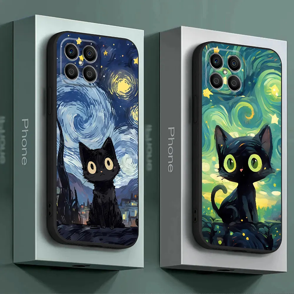 Starry Sky Cat Silicone Phone Case Cover