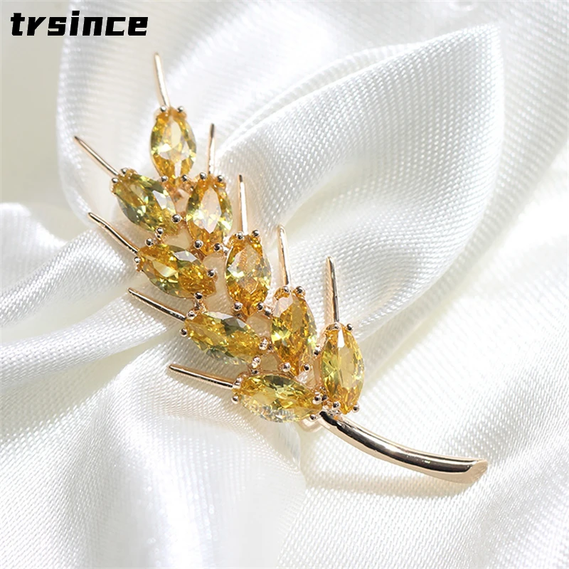 Retro Elegante Cristallo Grano Orecchio Spilla Per Le Donne Festa Nuziale Spille Fiore Pin Moda Carino Femme Bijoux De Luxe