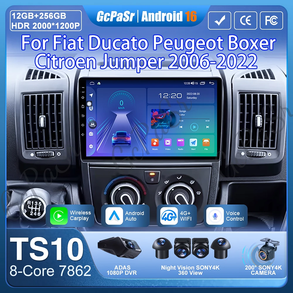 Autoradio Carplay Per Fiat Ducato Peugeot Boxer Citroen Jumper 2006-2022 Navigazione GPS Android Auto Stereo 4G Bluetooth No 2din