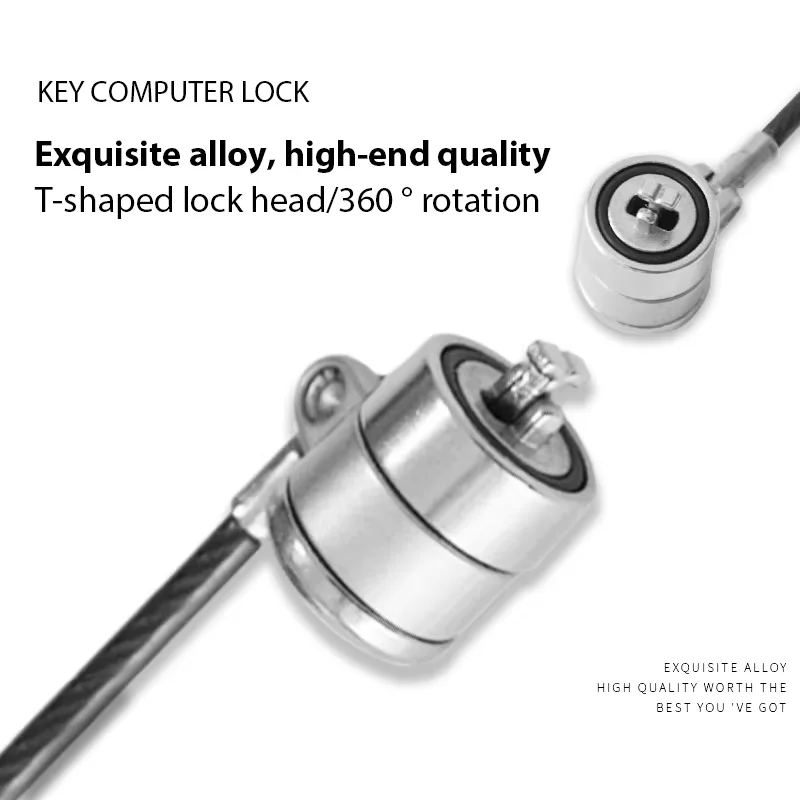 1.2m long and thick anti shear steel wire lock, secure anti-theft laptop lock, key lock