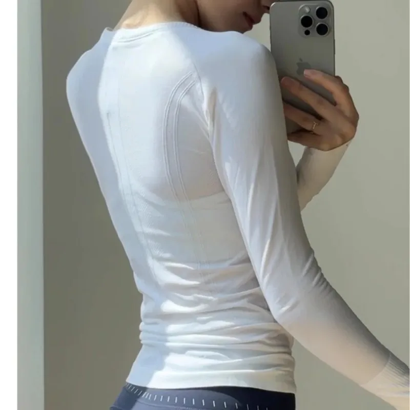 여성용 스포츠웨어 속건 긴팔 상의 슬림핏 러닝 요가 피트니스 통기성 심리스 원피스 스포츠웨어