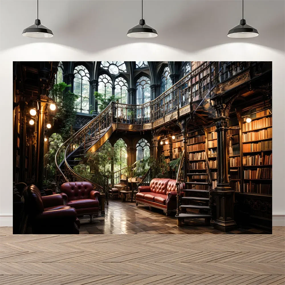 VIKAMA Retro Europäische Magische Akademie Bücherregal Fotografie-Hintergrund Kinder Jungen Geburtstagsparty Bibliothek Magische Akademie Banner – Detail 5