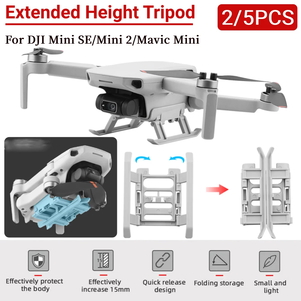 2/5PCS Extended Height Foldable Landing Gear Tripod Stand Mini Drone Accessories Extension Legs for DJI Mini 2/Mavic Mini 1