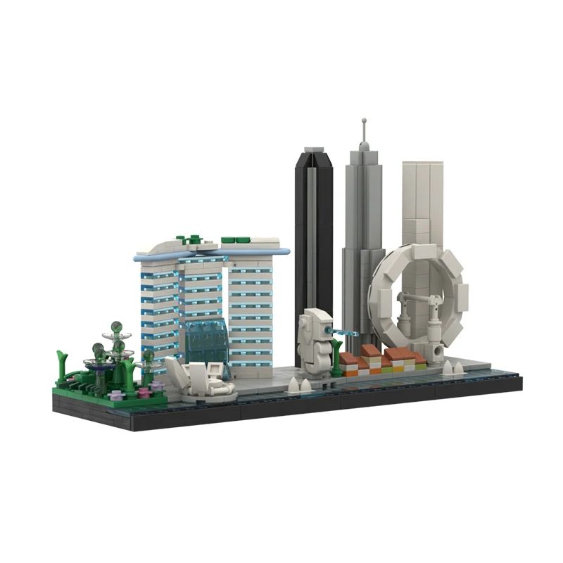 

Конструктор MOC Skyline, Сингапур, набор строительных блоков, городская архитектура, фотоблоки, модель «сделай сам», детская игрушка, подарок на день рождения
