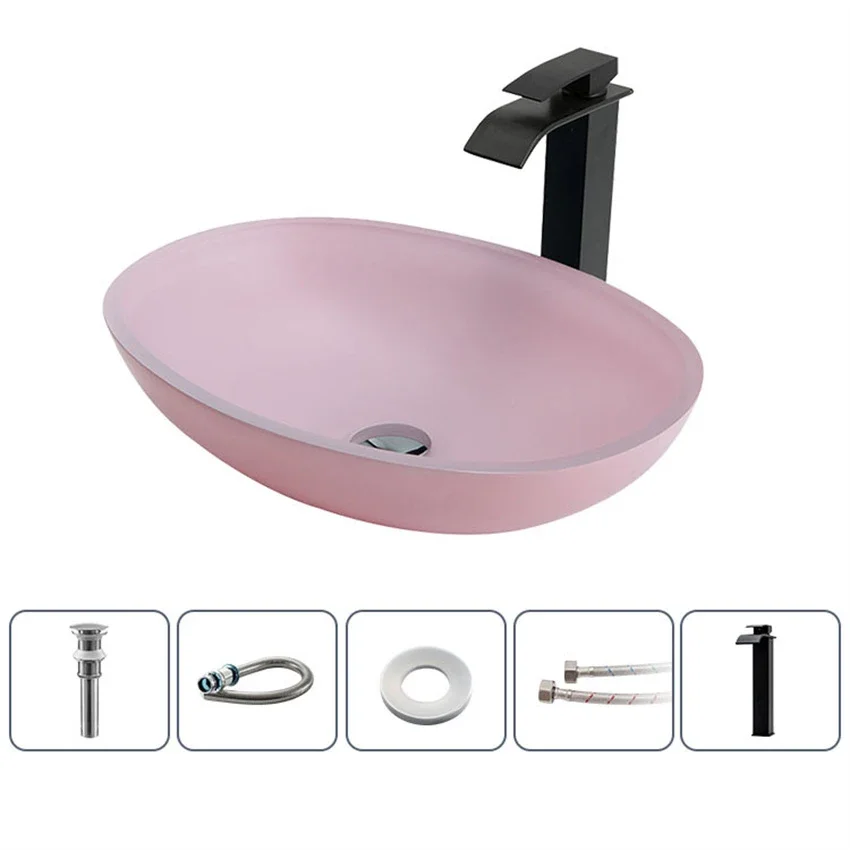 

Nordic Household Wash Basin Frosted Bathroom Sinks Wash Basin Art Craft Basin Bathroom Wash Basin Tempered Glass Tabletop Basin