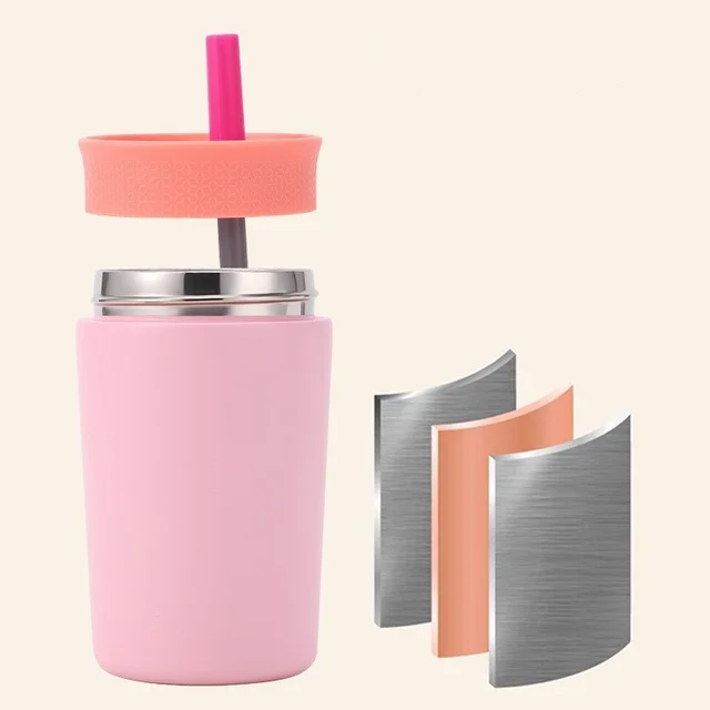 12oz Portable Thermos Cup Coffee Mug Stainless Steel Vacuum Flask Cold&Hot Sport Cup Car Cup with Straw Travel Mug Insulated Cup 5