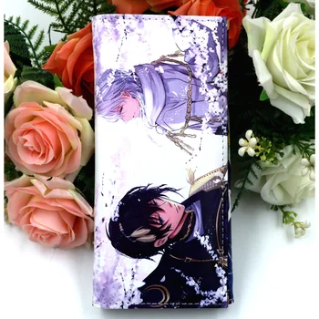 Anime Touken Ranbu Online Portafoglio lungo in pelle PU Mikazuki Munechika Porta carte Moneta