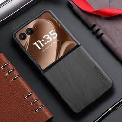 Bamboo Wood Pattern Leather Back Cover for Moto Razr 70 Plus (GY)
