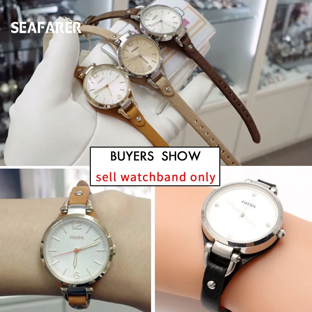 Premium Genuine Leather Waterproof Watchbands with U-Shaped Base, 8mm Strap