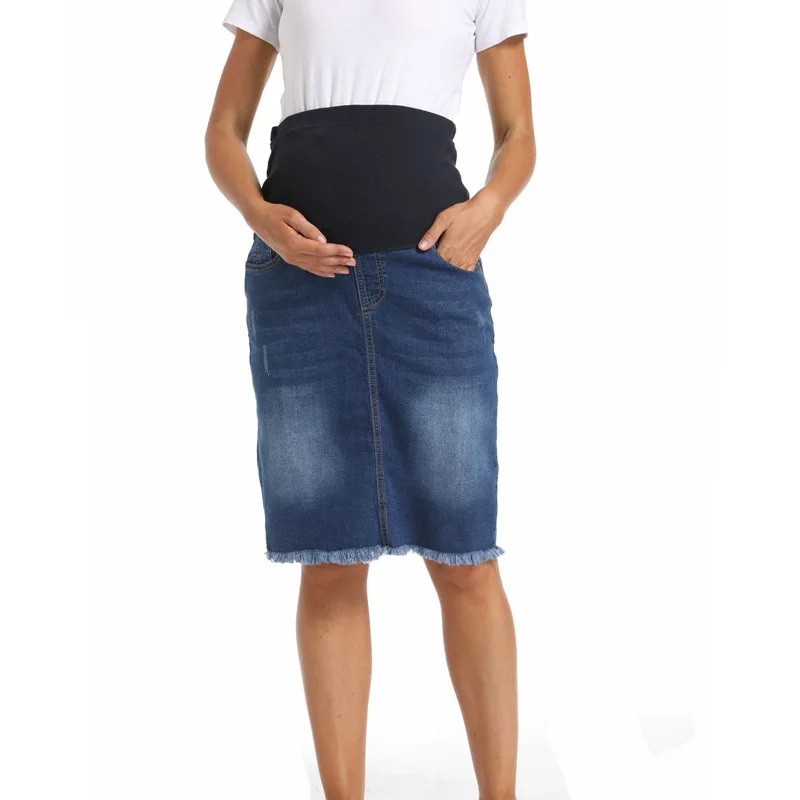 Summer Autumn Jag Denim Maternity Skirts Premama Fashion Elastic High Waist Stretch Jean Skirt Casual Pregnant Women Clothes 2XL