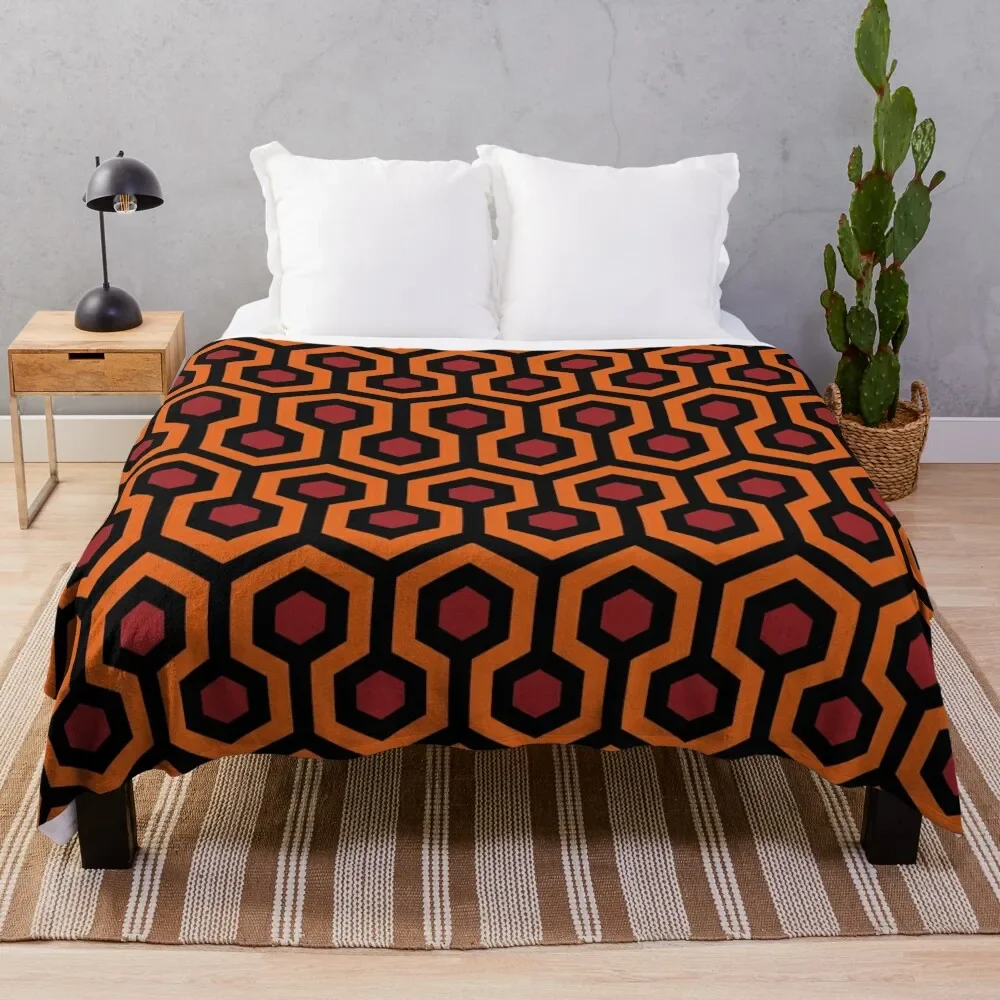 

Geometric Pattern: Looped Hexagons: Orange/Red/Black Throw Blanket Loose Decorative Throw Hairys Beautifuls Blankets