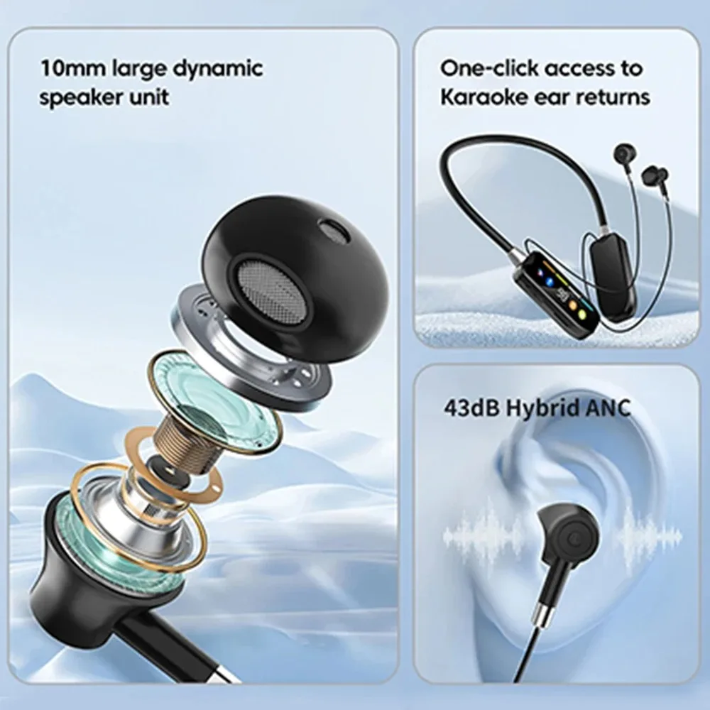 Neckband Earphones HD Screen Bluetooth 5.4 Headphones TWS Wireless Headsets HiFi Stereo Waterproof Earbuds Support TF Card S2f585f3ee7114b488f2e52ea565720e6U