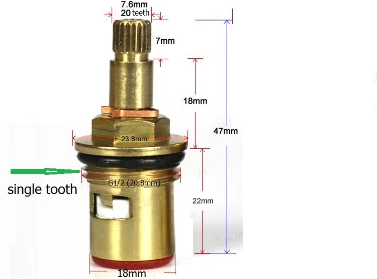 47mm 52mm G1/2" Brass Faucet Cartridge Tap Parts Valve Part Water Tap Valve Single Cold Water Faucet Repair Parts
