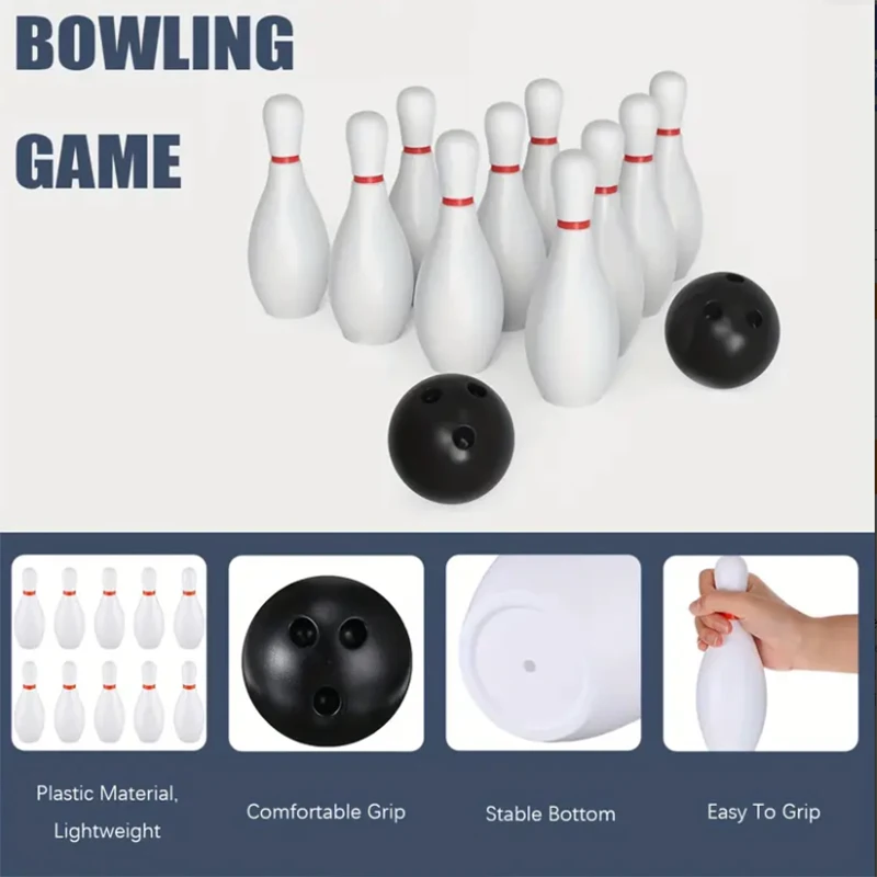 1 set bowling game set circle stacking sports ball games (10 bottles 2 balls)