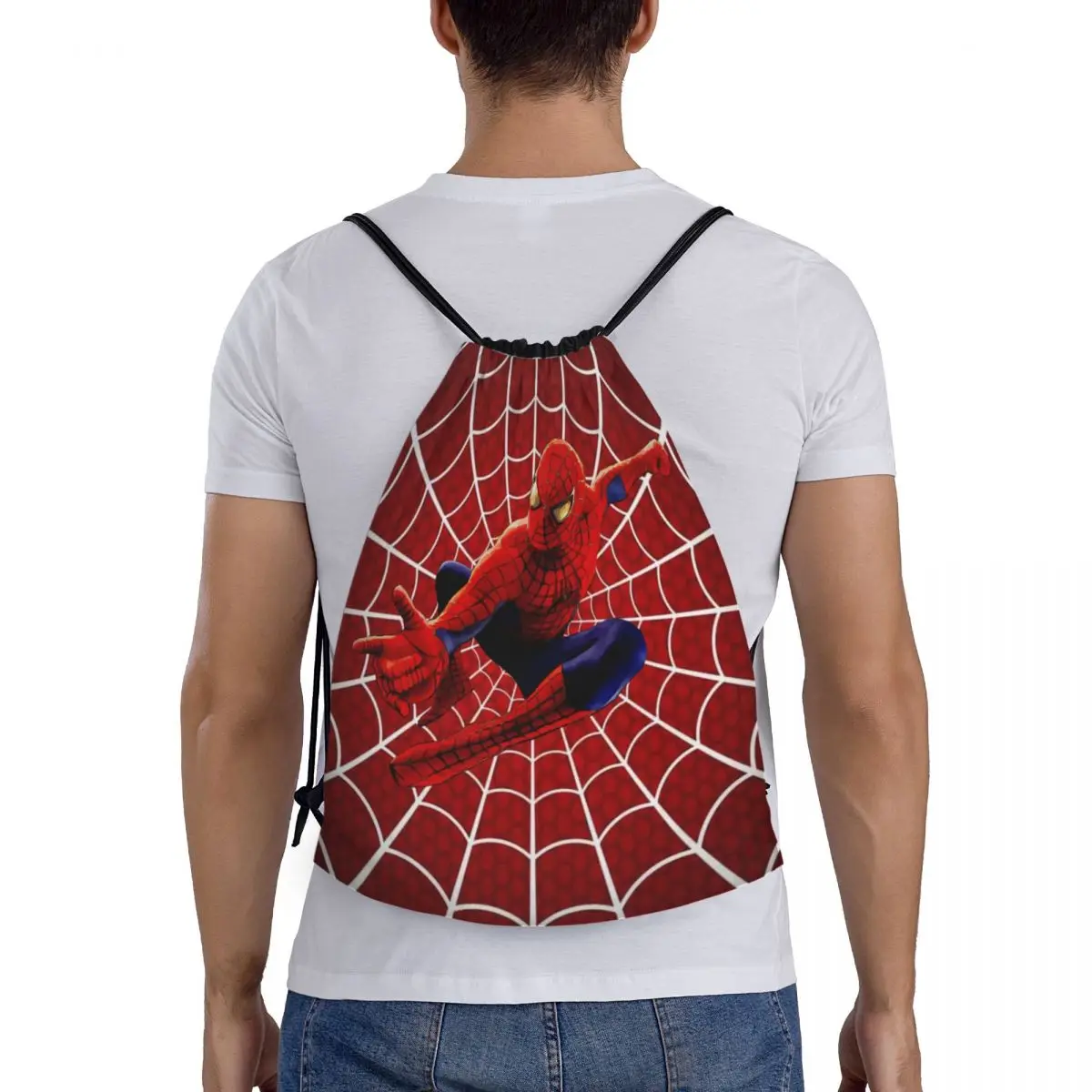 Custom Spiderman Gesture Drawstring Backpack Bags Women Men Lightweight Gym Sports Sackpack Sacks for Shopping 5