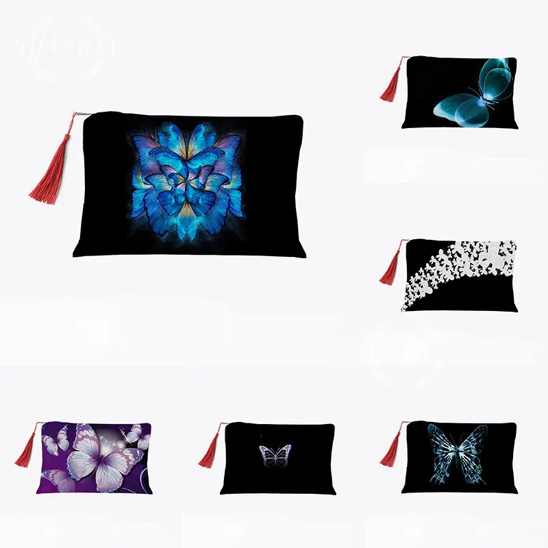 

Girl's Cosmetics Bag Makeup Bags Beautiful Butterfly Printing Women's Lipstick Storage Coin Purse with Zipper Organizer Boxes