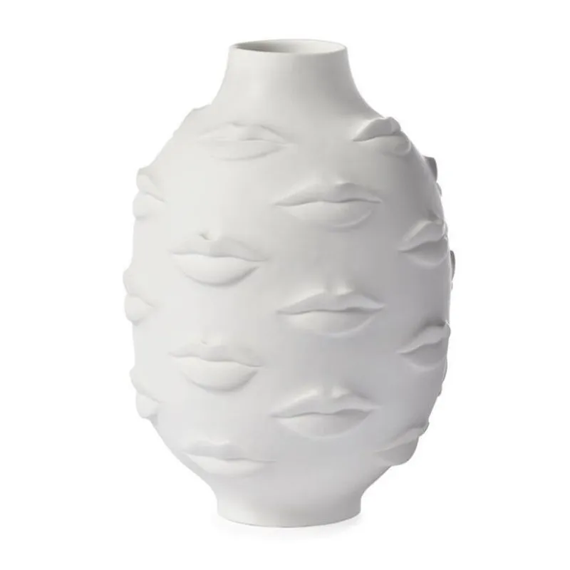 Scandinavian White Ceramic Vase Decoration Home Decoration Crafts Modern Interior Decoration Countertop Vase Art Face Shape Vase 6
