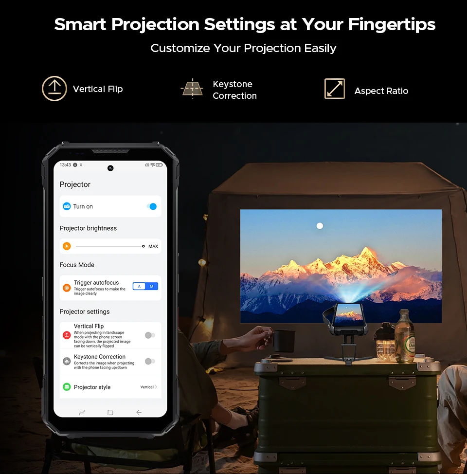 Versione globale DOOGEE V Max Play Proiettore 5G Telefono robusto Batteria da 6,78 "20500 mAh Doppia luci da campeggio Dimensioni 7300 Telefono NFC - immagine 4